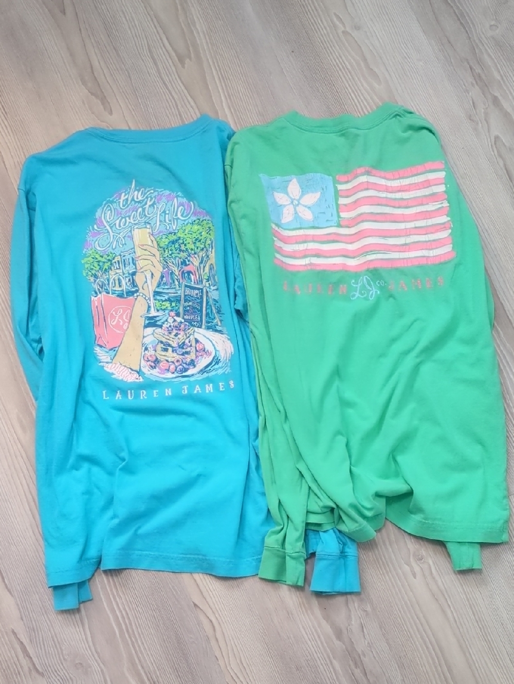 Lauren James Long Sleeve Graphic Tees - Both Size Small